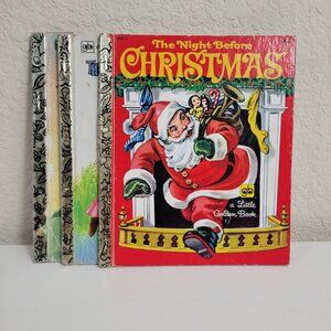 Vintage A Little Golden Book Lot Of 3-Night Before Christmas, 3 Bears, Velveteen